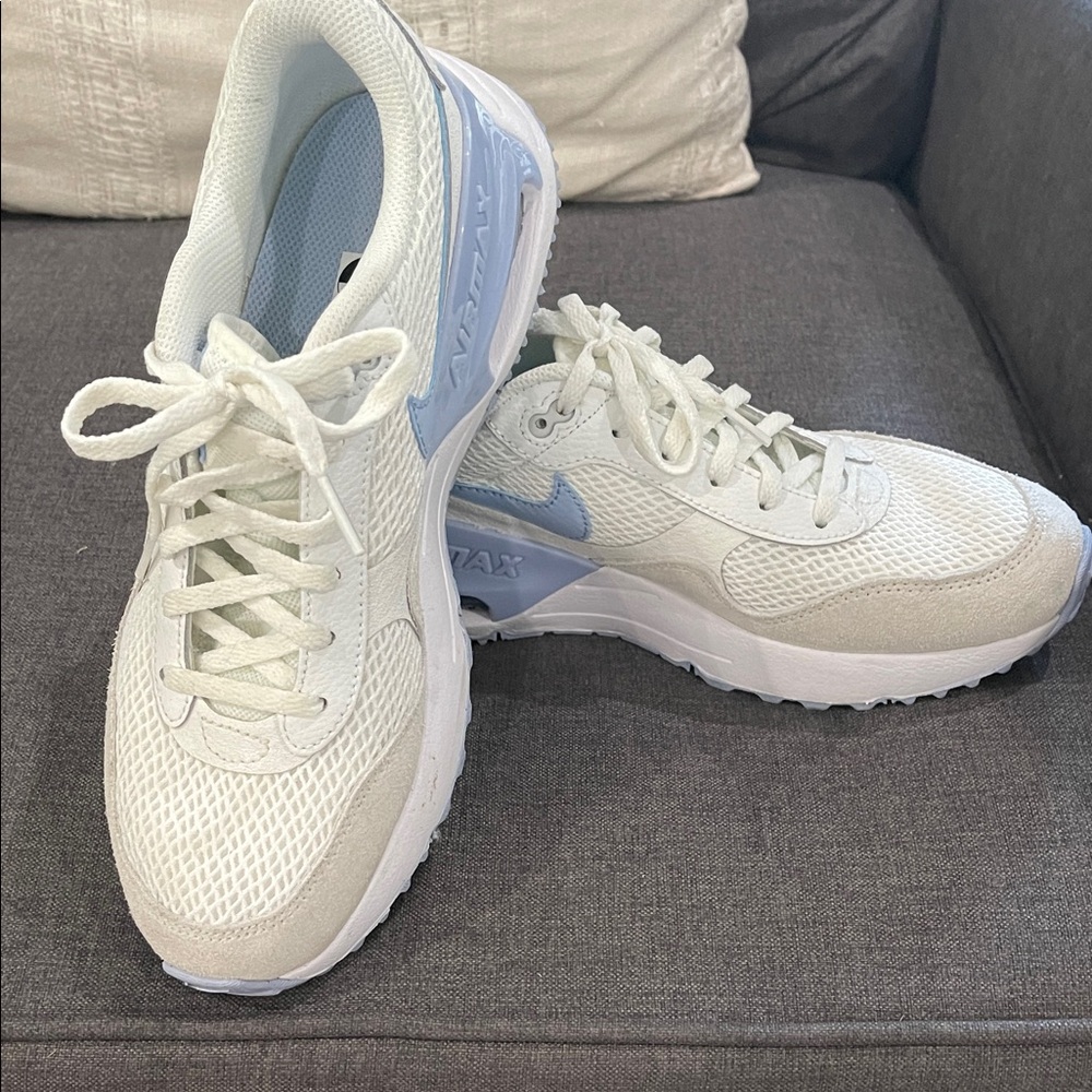 Nike Kids White and Light Blue Air Max 90-Style Sneakers